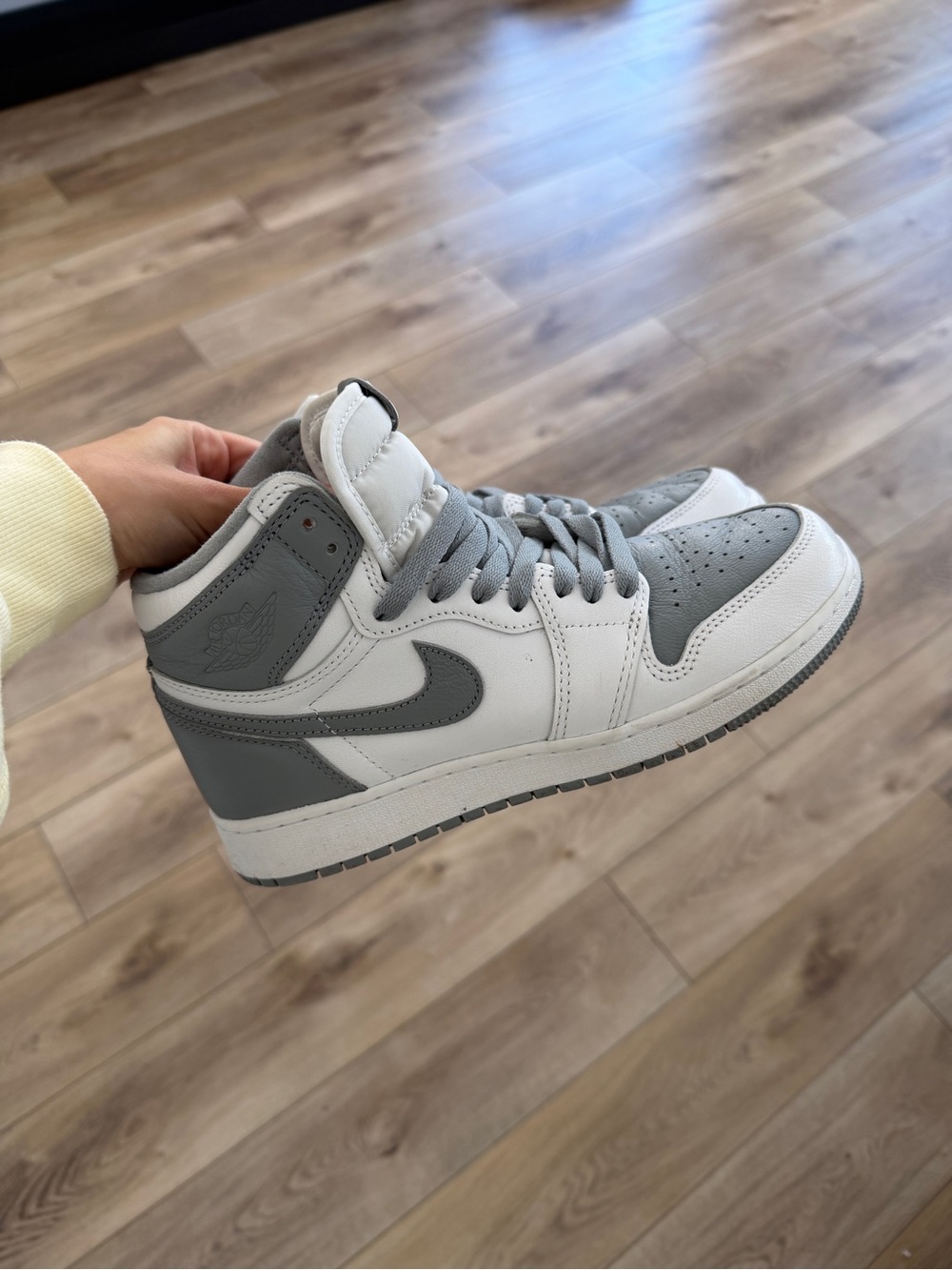 Authentic Nike Grey and White Air Jordan 1